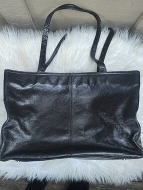 HOBO Black Leather Tote Shoulder Bag Soft Slouchy Minimalist OS